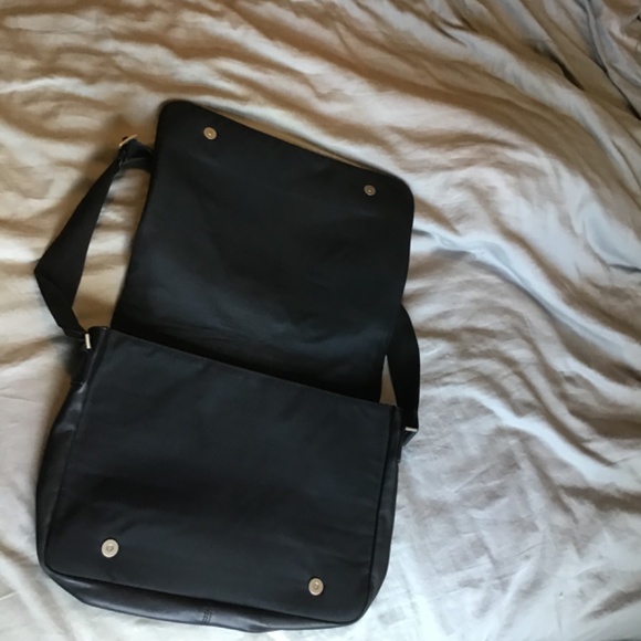 PLeather Flip open Laptop Briefcase Shoulder Bag Black Messenger Carry - Picture 5 of 6
